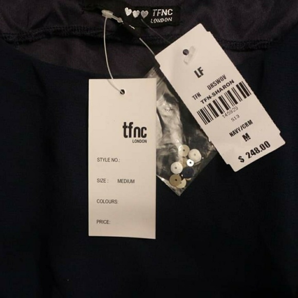 (New) Navy Blue and Cream Dress by tfnc London - Picture 3 of 4